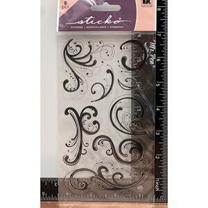 Sticko Dainty Black Flourishes SPLFB54W Stickers EK SUCCESS STICKO